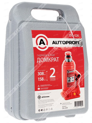 Домкрат гидравлический AUTOPROFI 2 т, 158-308 мм, бутылочный (кейс)